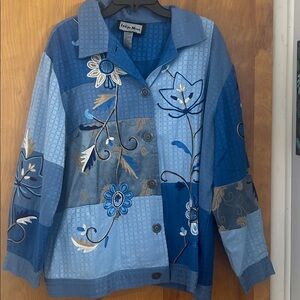 Vintage Indigo Moon Blue Embroidered Jacket